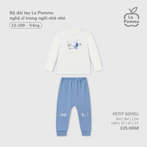 LP - Bộ dài tay La Pomme nghệ sĩ trong ngôi nhà nhỏ - Trắng - 9-12M - SS25.T8A