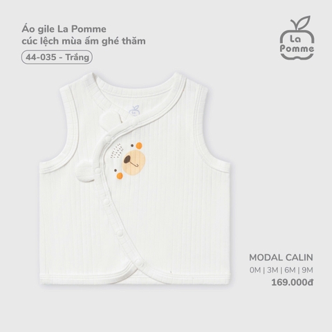 LP - Áo gile La Pomme cúc lệch mùa ấm ghé thăm - Trắng - 9-12M - SS25.T8A