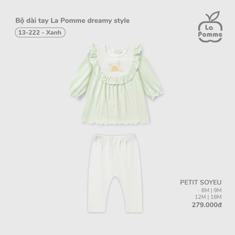 LP - Bộ dài tay La Pomme dreamy style - Xanh - 6-9M - SS25.T8A