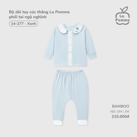 LP - Bộ dài tay cúc thẳng La Pomme phối tai ngộ nghĩnh - Xanh - SS25.T8A