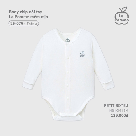 LP - Body chip dài tay La Pomme mềm mịn - Trắng - 3-6M - SS25.T8A
