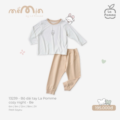 LP S10 - Bộ dài tay La Pomme cozy night - Be - 9-12M - SS25.T8C