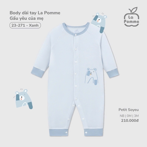 LP - Body dài tay La Pomme Gấu yêu của mẹ - Xanh - SS25.T9B