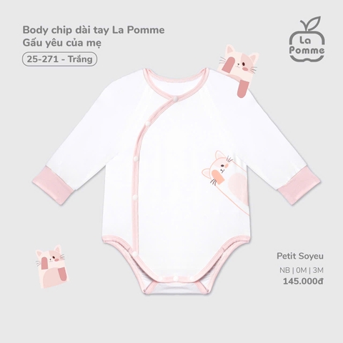 LP - Body chip dài tay La Pomme Gấu yêu của mẹ - Trắng - 3-6M - SS25.T9B