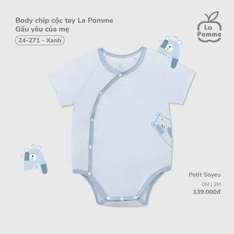 LP - Body chip cộc tay La Pomme Gấu yêu của mẹ - Xanh - SS25.T9B