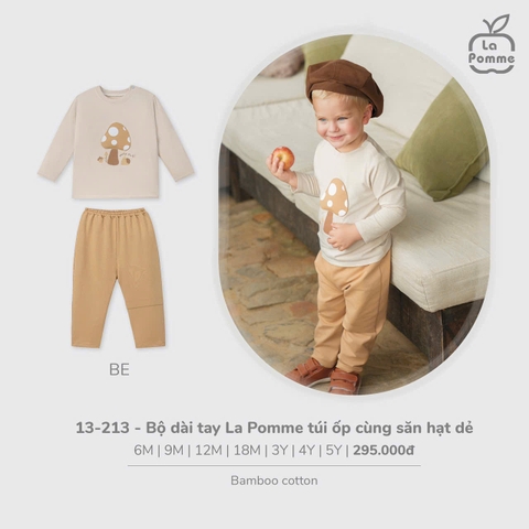 LP - Bộ dài tay La Pomme túi ốp cùng săn hạt dẻ - Be - SS25.T9B