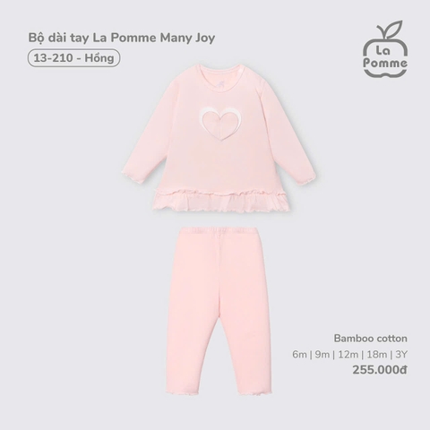 LP S40 - Bộ dài tay La Pomme Many Joy - Hồng - 6-9M - SS25.T9B