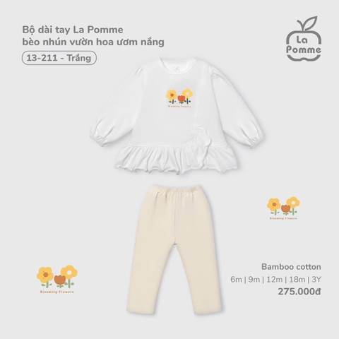 LP - Bộ dài tay La Pomme bèo nhún vườn hoa ươm nắng - Trắng - SS25.T9B