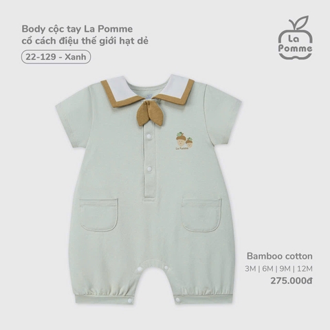 LP - Body cộc tay La Pomme cổ cách điệu thế giới hạt dẻ - Xanh - 3-6M - SS25.T9B