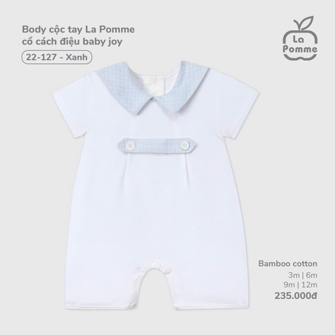 LP - Body cộc tay La Pomme cổ cách điệu baby joy - Xanh - 6-9M - SS25.T9B