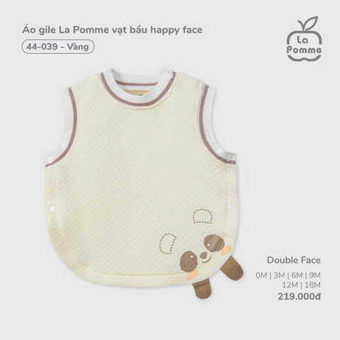 LP - Áo gile La Pomme vạt bầu happy face - Vàng - 9-12M - SS25.T9B