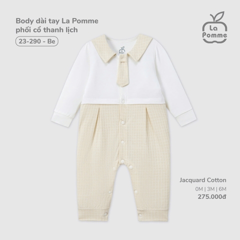 LP - Body dài tay La Pomme phối cổ thanh lịch - Be - 3-6M - SS25.T9B