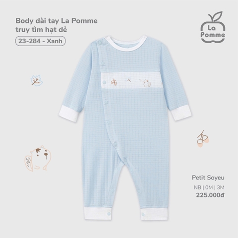 LP - Body dài tay La Pomme truy tìm hạt dẻ - Xanh - Newborn - SS25.T9B