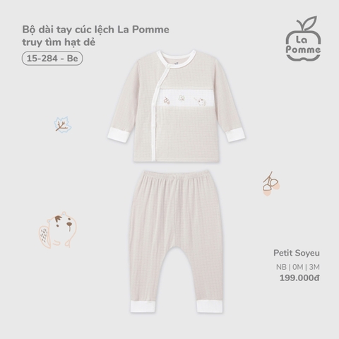 LP S10 - Bộ dài tay cúc lệch La Pomme truy tìm hạt dẻ - Be - 3-6M - SS25.T9B