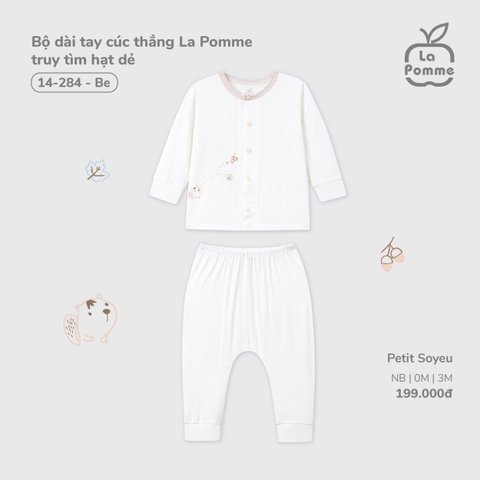 LP - Bộ dài tay cúc thẳng La Pomme truy tìm hạt dẻ - Be - 3-6M - SS25.T9B