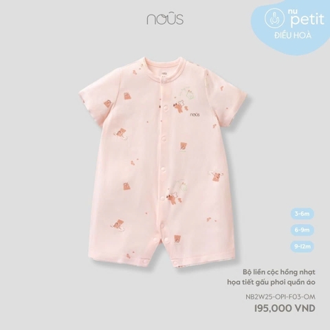 NOUS - Body cộc hồng nhạt họa tiết gấu phơi quần áo - 9-12M - SS25.T10A