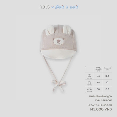 NOUS - Mũ lưỡi trai tai gấu màu nâu nhạt - SS25.T10A
