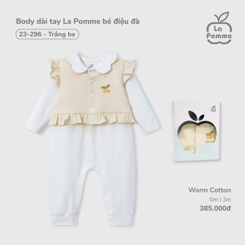 LP - Body dài tay La Pomme bé điệu đà - Trắng be - SS25.T10B