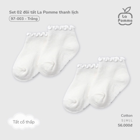 LP - Set 02 đôi tất La Pomme thanh lịch - Trắng - L - SS25.T10B