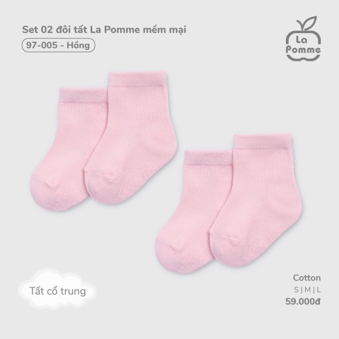 LP - Set 02 đôi tất La Pomme mềm mại - Hồng - M - SS25.T10B