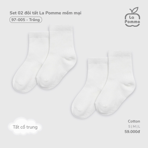 LP - Set 02 đôi tất La Pomme mềm mại - Trắng - SS25.T10B