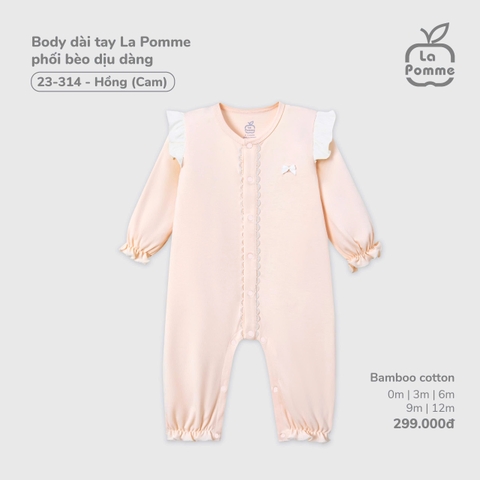 LP - Body dài tay La Pomme phối bèo dịu dàng - Hồng (cam) - 3-6M - SS25.T10B