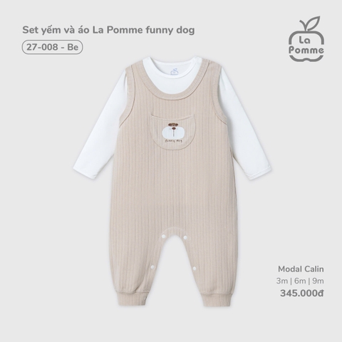 LP - Set yếm và áo La Pomme funny dog - Be - SS25.T10B