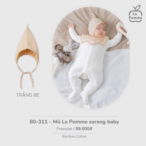 LP - Mũ La Pomme sarang baby - Trắng be - SS25.T10B