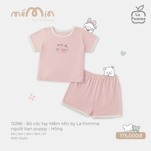 LP S10 - Bộ cộc tay Mềm Mịn by La Pomme người bạn puppy - Hồng - 2-3Y - SS25.T10B