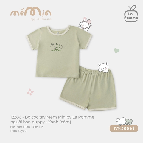 LP - Bộ cộc tay Mềm Mịn by La Pomme người bạn puppy - Xanh (cốm) - 18-24M - SS25.T10B