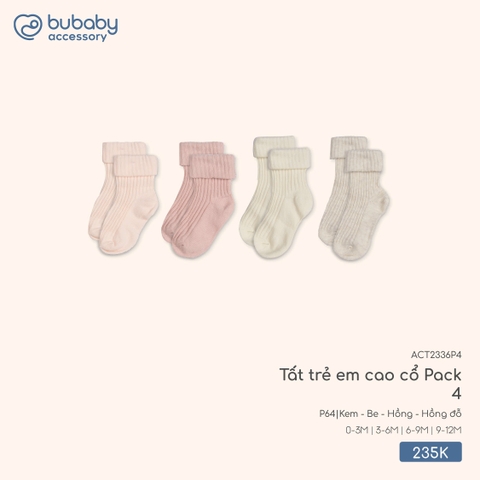 BU Z40 - Tất trẻ em cao cổ Baby ACT2336P4 - Kem - Be - Hồng - Hồng đỗ -  - SS25.T10C