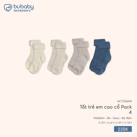BU Z40 - Tất trẻ em cao cổ Baby ACT2336P4 - Kem - Be - Navy - Be đậm -  - SS25.T10C
