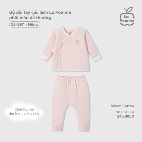 LP - Bộ dài tay cúc lệch La Pomme phối màu dễ thương - Hồng - SS25.T11A