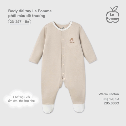LP - Body dài tay La Pomme phối màu dễ thương - Be - SS25.T11A