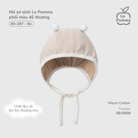 LP - Mũ sơ sinh La Pomme phối màu dễ thương - Be - SS25.T11A