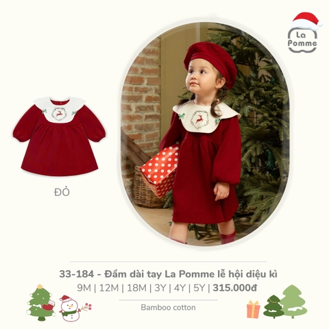 LP - Đầm dài tay La Pomme lễ hội diệu kì - Đỏ - SS25.XMAS