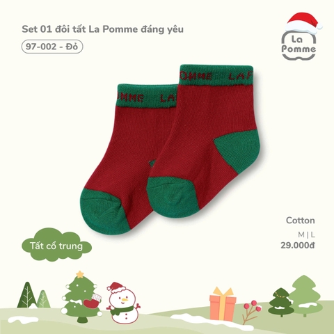 GỘP 02 đôi tất La Pomme đáng yêu - Đỏ - L - SS25.XMAS