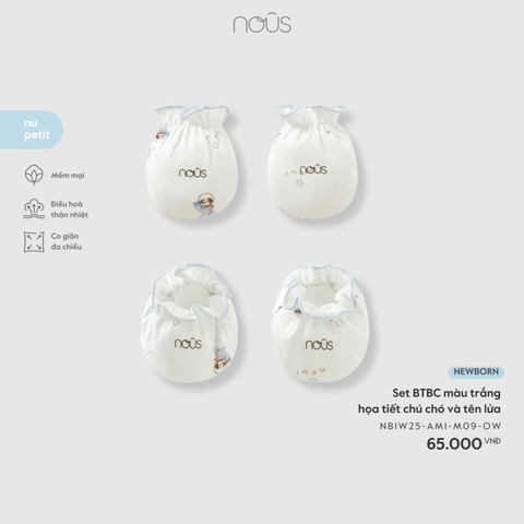 NOUS - Set BTBC màu trắng họa tiết chú chó và tên lửa NB - SS25.T11A