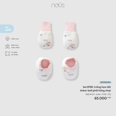 NOUS - Set BTBC trắng họa tiết tinker bell phối hồng nhạt NB - SS25.T11A