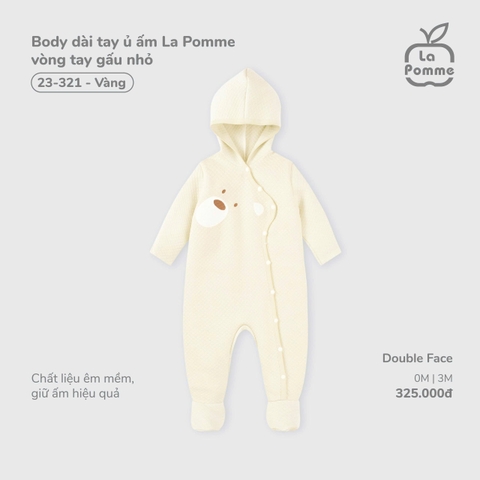LP - Body dài tay ủ ấm La Pomme vòng tay gấu nhỏ - Vàng - 0-3M - SS25.T11B