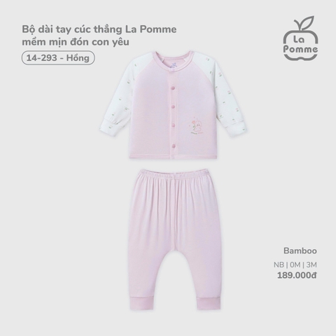 LP - Bộ dài tay cúc thẳng La Pomme mềm mịn đón con yêu - Hồng - SS25.T11B