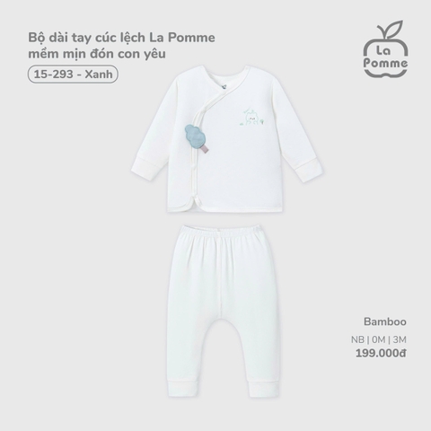 LP - Bộ dài tay cúc lệch La Pomme mềm mịn đón con yêu - Xanh - 3-6M - SS25.T11B