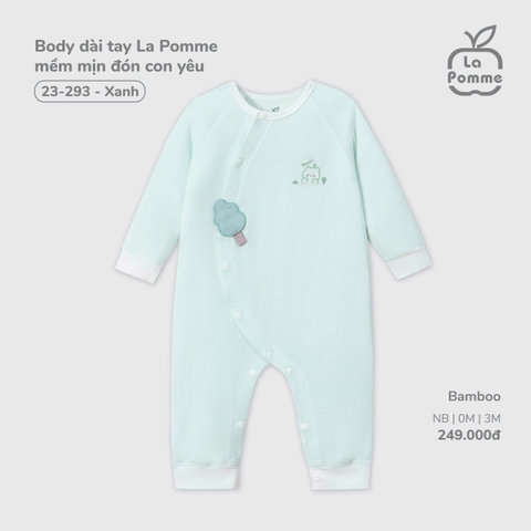 LP - Body dài tay La Pomme mềm mịn đón con yêu - Xanh - 3-6M - SS25.T11B