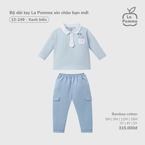 LP - Bộ dài tay La Pomme xin chào bạn mới - Xanh biển - 2-3Y - SS25.T11B