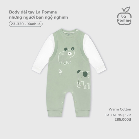 LP - Body dài tay La Pomme những người bạn ngộ nghĩnh - Xanh lá - SS25.T11B