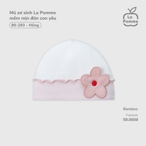 LP - Mũ sơ sinh La Pomme mềm mịn đón con yêu - Hồng - SS25.T11B
