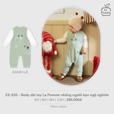 LP - Body dài tay La Pomme những người bạn ngộ nghĩnh - Xanh lá - SS25.T11B