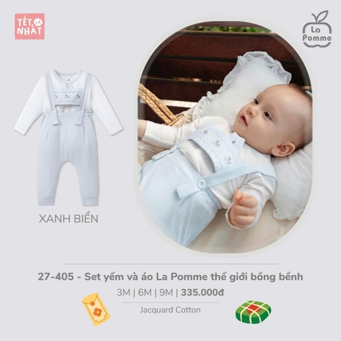 LP - Set yếm và áo La Pomme thế giới bồng bềnh - Xanh biển - 3-6M - SS25.TET