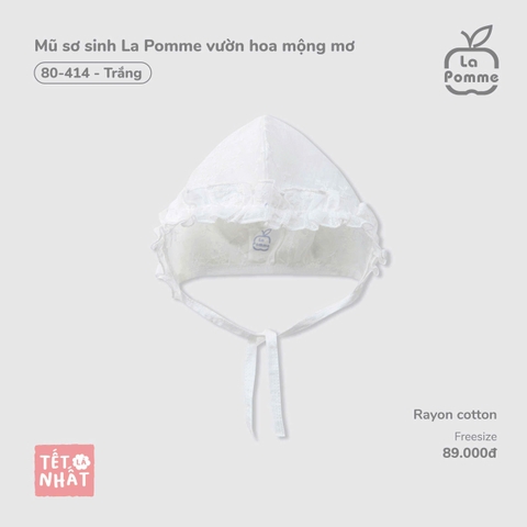 LP - Mũ sơ sinh La Pomme vườn hoa mộng mơ - Trắng - SS25.TET