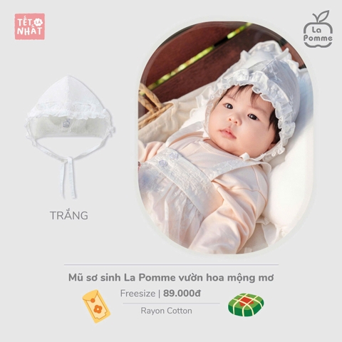 LP - Mũ sơ sinh La Pomme vườn hoa mộng mơ - Trắng - FS - SS25.TET